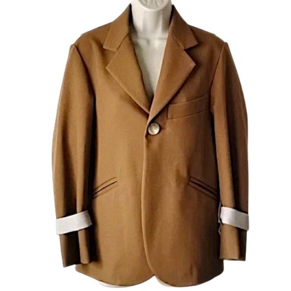 NWT Maison Amala Japan Blazer Single Button Beige Camel